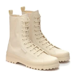 Superga Alphigh Ankle Platform Hi Top Boots in Beige