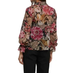 Ted Baker Cristii Long Sleeve Collared Neck Blouse in Black