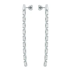 Ted Baker Crystal Baguette Drop Earrings in Silver