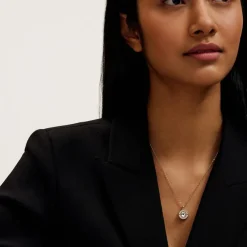 Ted Baker Crystal Button Pendant Necklace in Gold