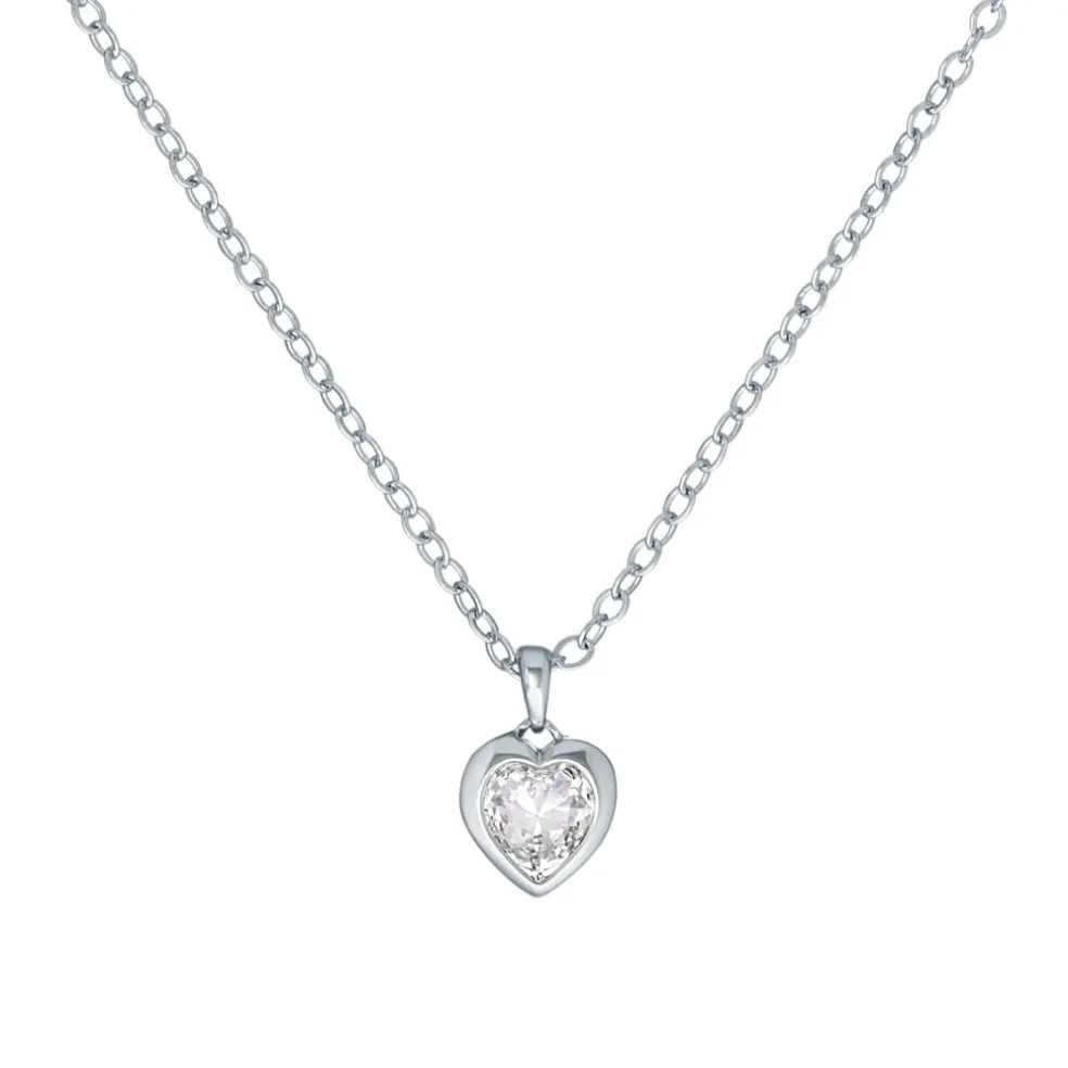 Ted Baker Crystal Heart Pendant Necklace in Silver