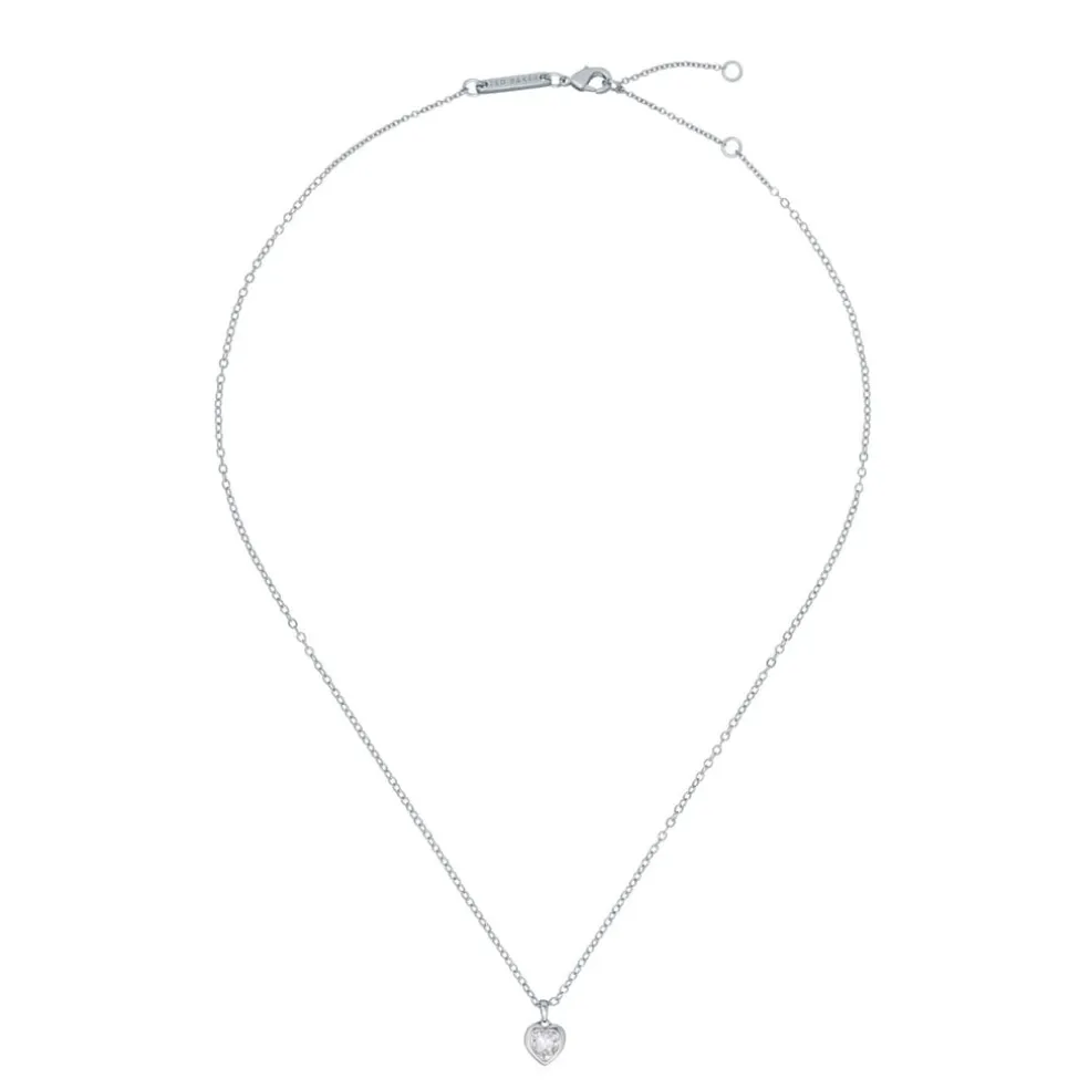 Ted Baker Crystal Heart Pendant Necklace in Silver