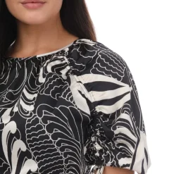 Ted Baker Faridda Printed Puff Sleeve Printed Mini Dress in Black