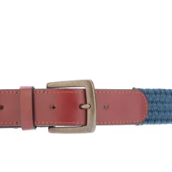 Ted Baker Galan Leather Woven Belt in Navy