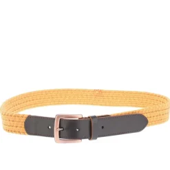 Ted Baker Galan Leather Woven Belt in Mustard