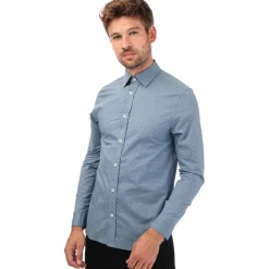Ted Baker Mens Burstal Houndstooth Print Shirt in Blue