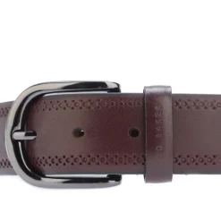 Ted Baker Picolt Broguing Leather Belt in Red