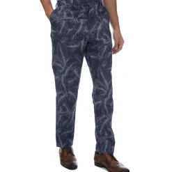 Ted Baker Postot Cotton Linen Printed Trousers in Navy
