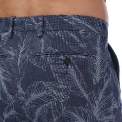 Ted Baker Postot Cotton Linen Printed Trousers in Navy