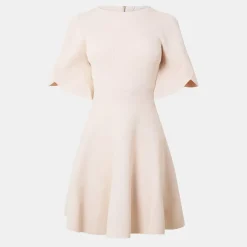 Ted Baker Rib Crew Neck Midi Skater Dress in Pink