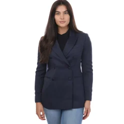 Ted Baker Seraph Double Breasted Satin Boyfriend Blazer in Blue
