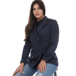 Ted Baker Seraph Double Breasted Satin Boyfriend Blazer in Blue