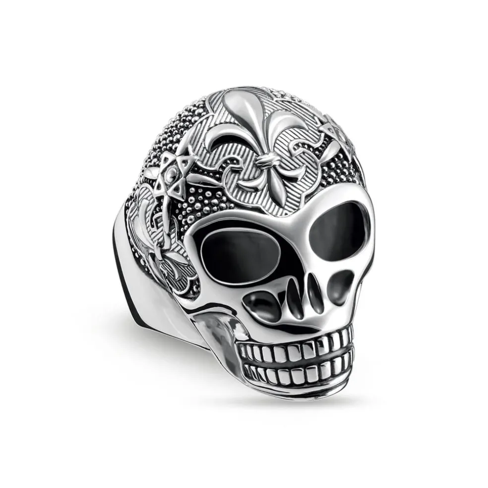 Thomas Sabo Lily Skull Ring in Silver black