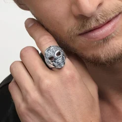 Thomas Sabo Lily Skull Ring in Silver black