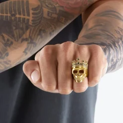 Thomas Sabo Skull Crown Ring in Black Gold