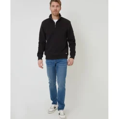 Threadbare 1/4 Zip Neck Regular Fit Sweatshirt in Black