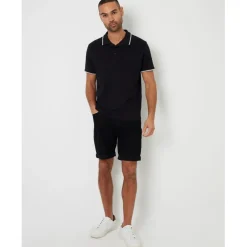 Threadbare Arnwick Regular Fit Short Sleeve Shirt in Black