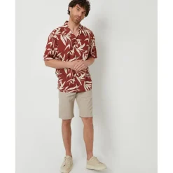 Threadbare Bam Relaxed Fit Short Sleeve Shirt in Red