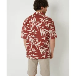 Threadbare Bam Relaxed Fit Short Sleeve Shirt in Red