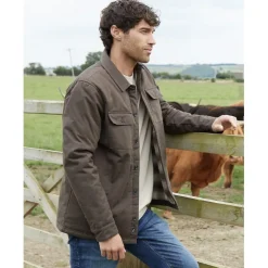 Threadbare Mens Check Lined Shacket in Brown