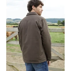 Threadbare Mens Check Lined Shacket in Brown