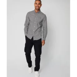 Threadbare Oxford Regular Fit Long Sleeve Shirt in Black