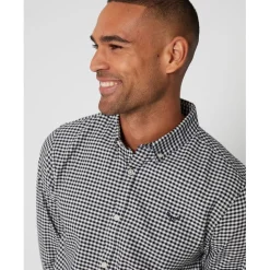 Threadbare Oxford Regular Fit Long Sleeve Shirt in Black