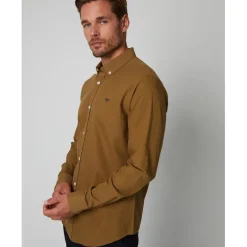 Threadbare Oxford Regular Fit Long Sleeve Shirt in Neutral