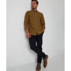 Threadbare Oxford Regular Fit Long Sleeve Shirt in Neutral