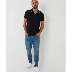 Threadbare Polo Marriage Regular Fit Short Sleeve Shirt in Black
