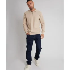 Threadbare Regular Fit Knitted Polo Shirt in Neutral