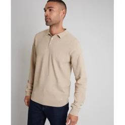 Threadbare Regular Fit Knitted Polo Shirt in Neutral