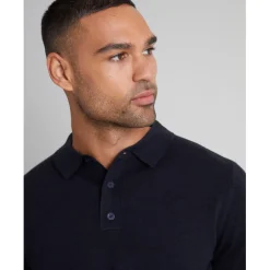 Threadbare Regular Fit Long Sleeve Polo Shirt in Blue
