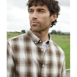 Threadbare Regular Fit Long Sleeve Shirt in Brown