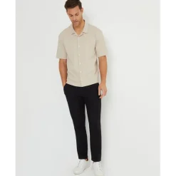 Threadbare Regular Fit Short Sleeve Shirt in Beige