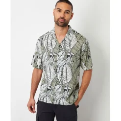 Threadbare Relaxed Fit Short Sleeve Shirt in Black