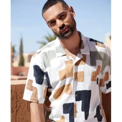 Threadbare Relaxed Fit Short Sleeve Shirt in White