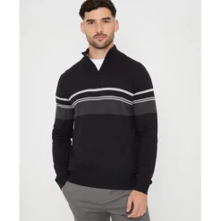 Threadbare Zip Neck Regular Fit Sweater in Black