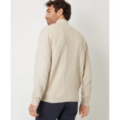 Threadbare Zip Neck Regular Fit Sweater in Neutral