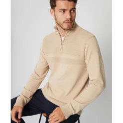 Threadbare Zip Neck Regular Fit Foxwood Sweater in Grey