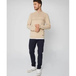 Threadbare Zip Neck Regular Fit Foxwood Sweater in Grey