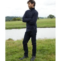 Threadbare Zip Neck Relaxed Fit Sweater in Blue