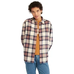 Timberland Flannel Long Sleeve Relaxed Fit Shirt in Brown