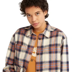 Timberland Flannel Long Sleeve Relaxed Fit Shirt in Brown