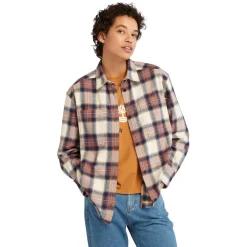 Timberland Flannel Long Sleeve Relaxed Fit Shirt in Brown
