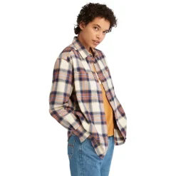 Timberland Flannel Long Sleeve Relaxed Fit Shirt in Brown