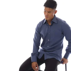 Tom Ford Long Sleeve Dress Shirt in Dark Blue