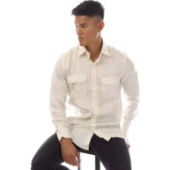 Tom Ford Long Sleeve Dress Shirt in Cream