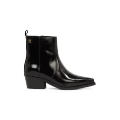 Tommy Hilfiger Abrasivato Leather Western Boots in Black