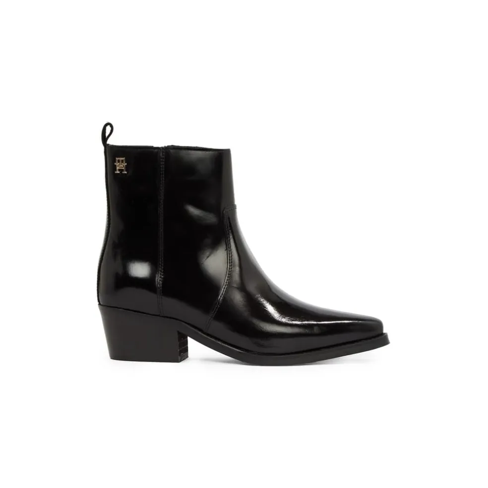 Tommy Hilfiger Abrasivato Leather Western Boots in Black